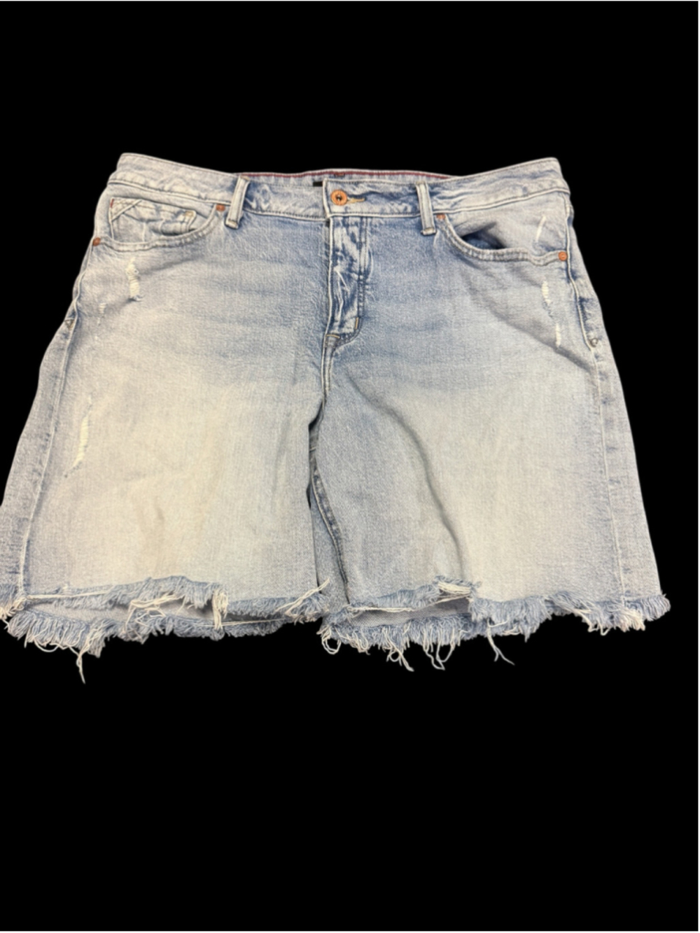 Women's Edgely Light Blue Distressed Relaxed Boyfriend Bermuda Shorts Size 14